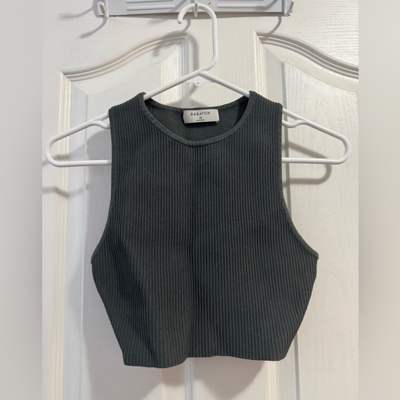 Babaton Tops - Aritzia Babaton Grey Green Sculpt Knit Racerback Tank Size XS